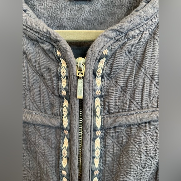 The Buckle Stoosh Blue Quilted Jacket Medium Fitted Zip Sweater a493 - Picture 4 of 10